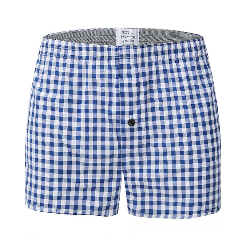 Mens Boxers Elastic Waistband Shorts Cotton Loose Mens Woven Shorts Boxer Striped Mens Underwear
